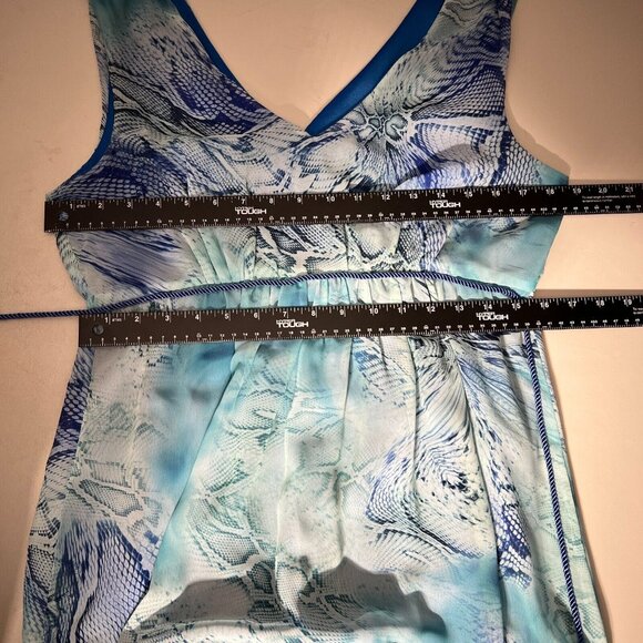 Boston Proper Maxi Dress Women Medium Blue Tonal Print Sleeveless Stretch V-Neck - Picture 10 of 12